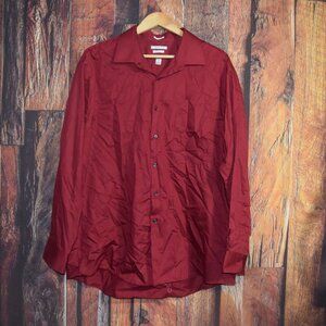 VAN HEUSEN FITTED LUX SATEEN Men's Sz  18 34-35  Long Sleeve Dress Shirt